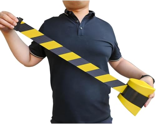Magnetic Wall Mount Queue Barrier Belt, Retractable Barrier, with ABS plastic housing, 5/10 m arning Belt People Guidance System (5M)