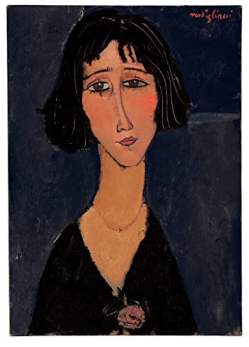 Tableau Jeune femme à la rose Modigliani pour la décoration murale d'une chambre élégante