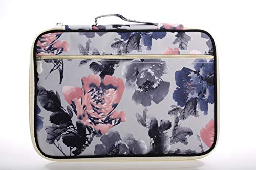 Lazyaunti Zipper Portfolio Organizer A4 Note Pouch-Waterproof Document Bags/Zipper Binder/Paper Case for 12.5" Mac,Tablet,Pens,washi Tape,Journals,Sketch Books(Chinese Antique Flower)