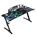 EUREKA ERGONOMIC Scrivania gaming Scrivania da gioco Z60 Tavoli da gioco per computer PC grandi a forma di Z da 60 pollici con luci LED RGB Supporto per controller e tappetino per mouse