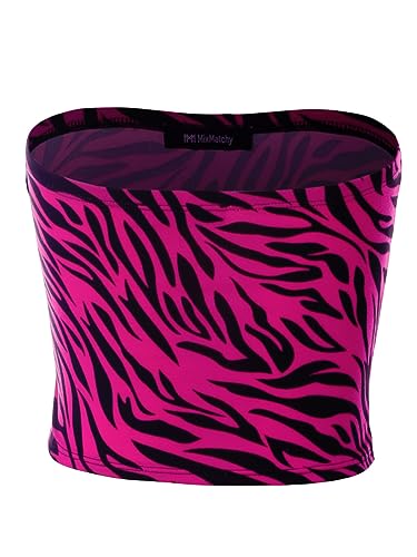 MixMatchy Women's Casual Strapless Print Tube Tops Strapless Sleeveless Bandeau Tops3