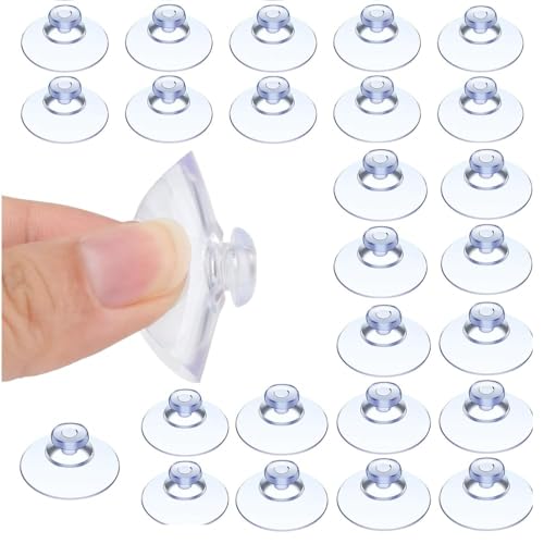 25 Piezas Ventosas Cristal, Ventosa Transparentes, PVC Transparente Mini Ventosas para Coche, Ventosa de Plástico, para Baño, Oficina, Cocina, Cristal, Ventana, Azulejos, Espejo (20mm)