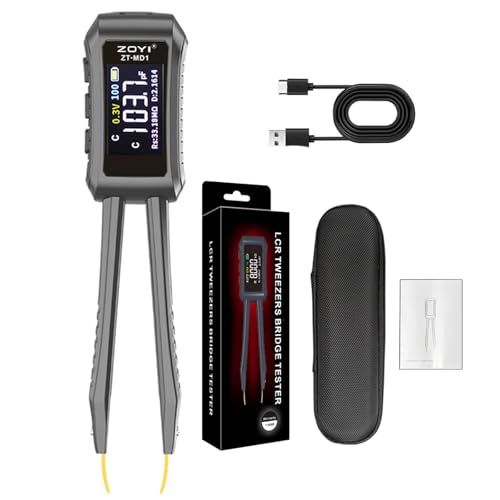 ZOYI ZT-MD1 10kHz LCR Meter Tweezers, Smart SMD Component Tester Auto Recognition, D/Z/Q/R ESR, Data Hold, for Capacitance Resistance Inductance Diode Continuity Electronics Circuit Board