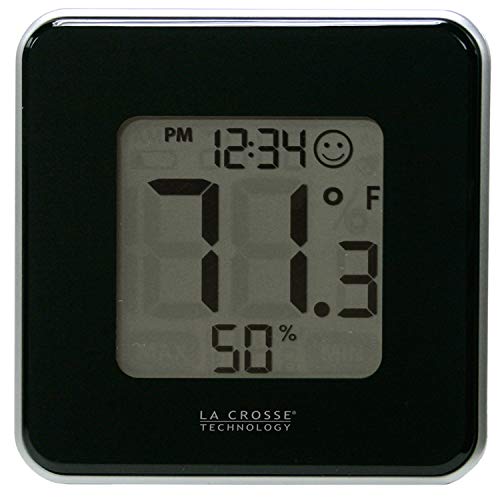 La Crosse Technology 302-604B-TBP Indoor Temperature & Humidity Station, Black, 4.13
