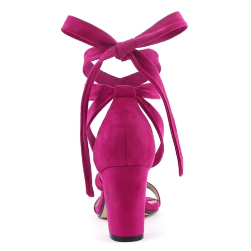 Image of JOY IN LOVE Women's Lace Up Heels 3 Inch Chunky Block Heel Strappy Sandals