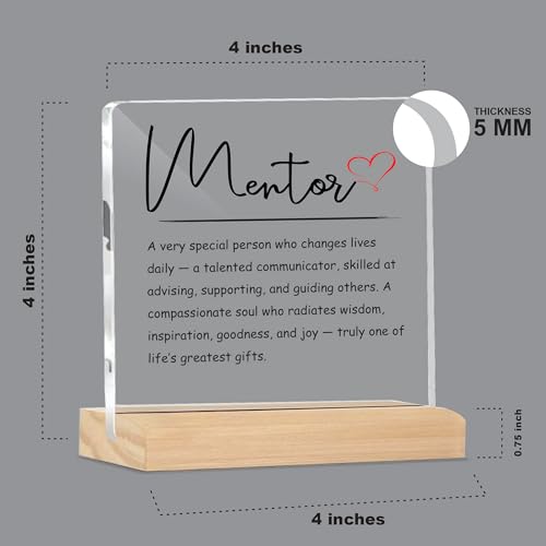 Image of Giftplease Mentor Plaque with Wooden Stand Personalized Gift for Mentor, Coach, Teacher, Appreciation Keepsake, Clear Desk Decor, Inspirational Thank You Gift, Office Table Display MP 71