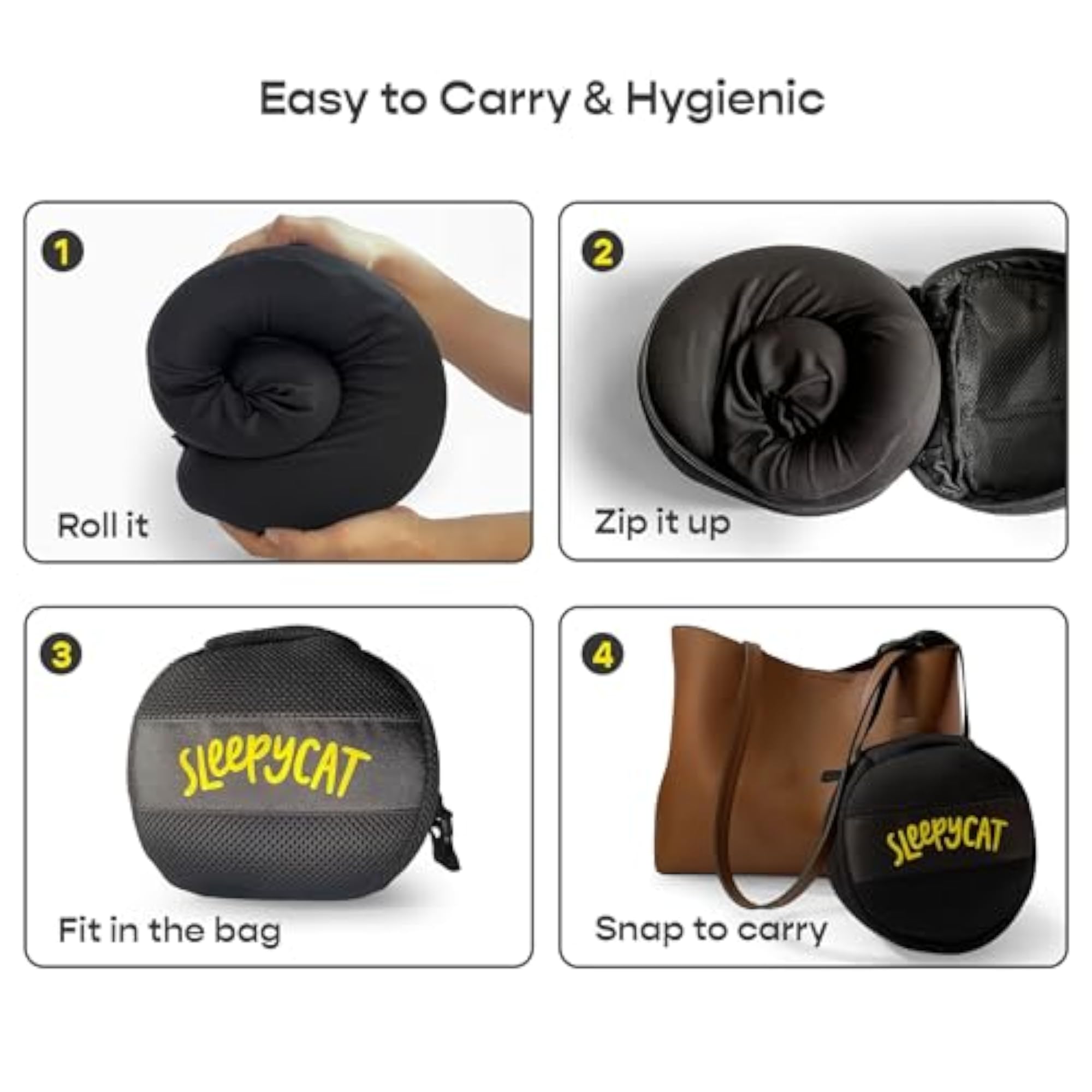 Travel Neck Pillow, Memory Foam Fill, Portable & Durable