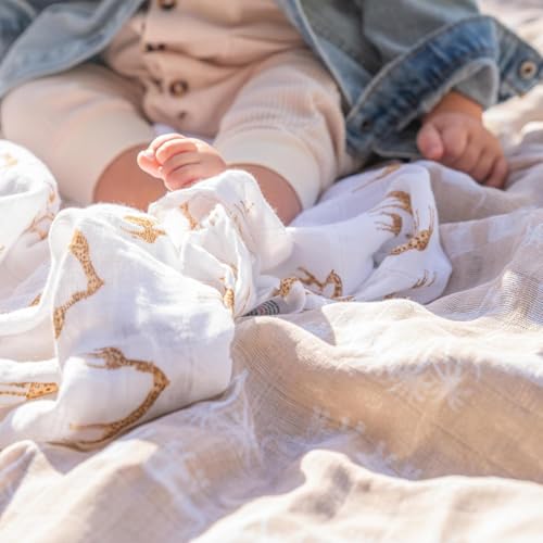 Image of aden + anais Boutique Organic Swaddle Blanket 4-Pack - 100% Organic Cotton Muslin, Large, Soft, Breathable Receiving Blankets for Infants - Lightweight Multi-Use Baby Swaddles, Safari Dreams