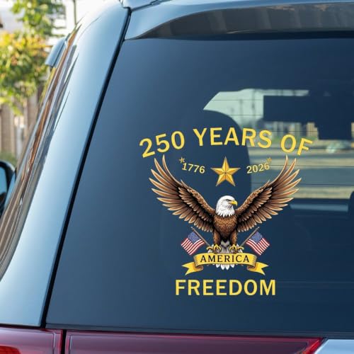 Image of 2pcs 250th Anniversary of America Merchandise Car Window Decal | 4th of July Independence Day Sticker 1776-2026 Commemorative Bumper Stickers for Car Truck Waterproof Vinyl Decals 10 inch