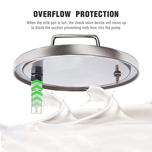 6L Goat Milking Machine, Rechargeable Battery Powered Speed Adjustable Pulsating Vacuum Pump, 304 Stainless Steel Milk Bucket with Auto Stop Check Valve Goat Milker Machine (Pro Model)