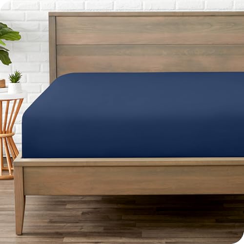 Bare Home Emperor Fitted Bottom Sheet - Premium 1800 Ultra-Soft Microfibre - Wrinkle Free - Deep Pocket 35 CM (15") - Dark Blue