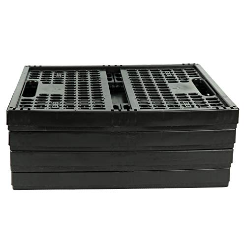 HRB Klapbox, 4 stuks professionele klapbox, 32 liter volume per boodschappenbox inklapbaar, met afmetingen 48 x 35 x 23 cm, boodschappenmand opvouwbaar in de kleur zwart/zwart - Image 6