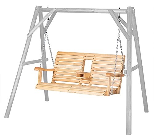 Gdlf 4Ft Porch Swing Chair Garden Patio Swing Bench Solid Wood Hanging Bench With Foldable Cupholder Heavy Duty Chains #TOP6