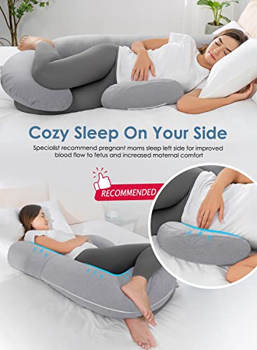 Queen Rose Pregnancy Pillows, Cooling Body Pillow For Pregnancy Sleeping, F Shaped Maternity Pillow For Pregnant Women, Back & Belly Support, Pregnancy Must Haves, Grey #TOP1