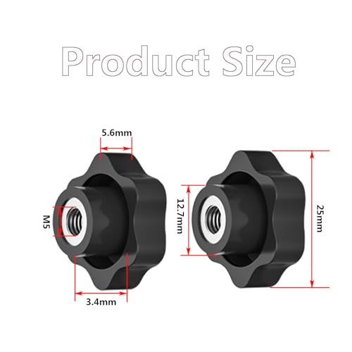 SHULLIN 20 Stück Sterngriffmutter M5 Klemmknopf Sterngriff Rändelmutter Schwarz Kunststoff Griffmuttern Rändelgriffmuttern M5 × 25mm Sternkopf für Mechanische Industrie Elektronischen Geräten