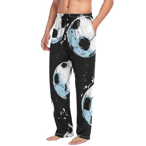 Soccer Balls Pajama Pants for Men Comfort Sleep Lounge Bottoms Straight-fit with Pockets S-XXL3