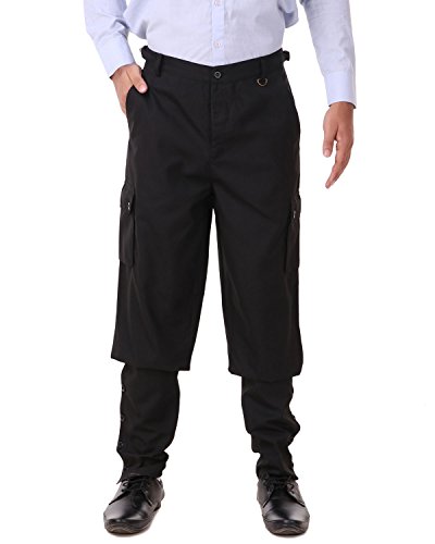 Thepiratedressing Steampunk Victorian Cosplay Costume Mens Airship Pants Trousers C1487 (Black (Poly Viscose Fabric)) (Medium) #TOP1