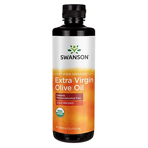 Swanson Certified 100% Organic Extra Virgin Olive Oil Cold Pressed 16 fl Ounce (1 pt) (473 ml) Liquid