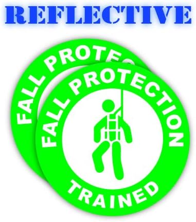 Pair | Reflective Fall Protection Trained Hard Hat Decal | Helmet Sticker | Lunch Box Decal | Tool Box Label | 2" Each Decal