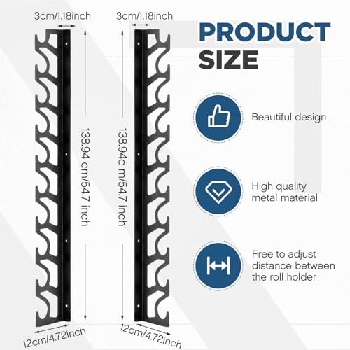 Image of 10 Roll Vinyl Roll Holder Adjustable Metal Vinyl Rack Wall Mount for Car Wrap Material Transfer Paper Tape Wallpaper Window Film Garage Workshop, Bracket Only