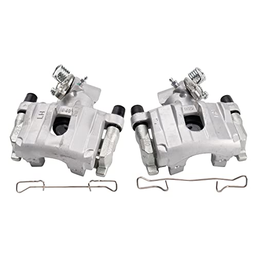 Image of TRQ Rear Brake Caliper Set Zinc Coated Brackets Compatible with 2009-2013 Mazda 3