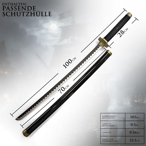 One Piece - Holzschwerter (Yubashiri) Katana aus Holz mit Scheide, Samurai Schwerter, Holzschwert, Zoro Schwert, Bambus, One Piece Katana, Animefans, Anime Schwert, Cosplays, Spielzeug für Kinder