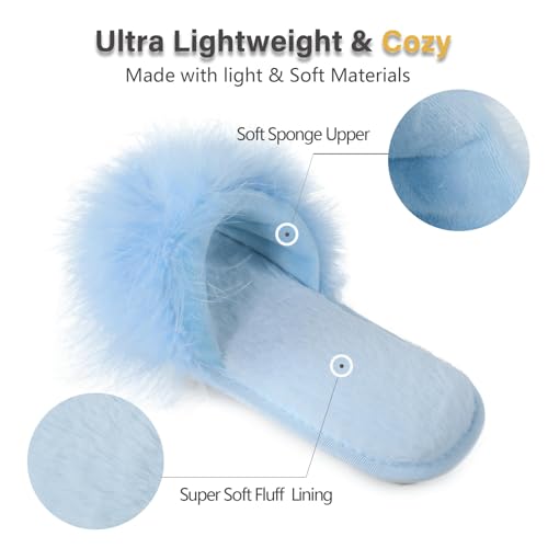 Image of Fur Story Women's Furry Slippers Open Toe Fuzzy Slippers Memory Foam Fluffy House Sandal