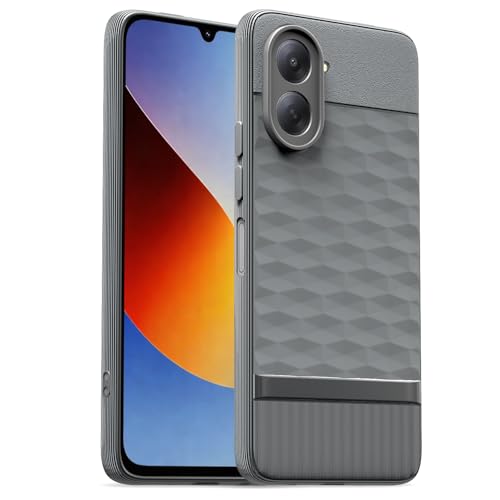Image of Pikkme Back Cover for Redmi A7 Camera Protection 3D Hexa Cube Design Silicone Protective Bumper Case (Grey)