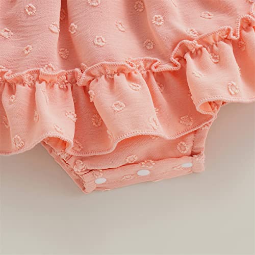 Baby Girl Smocked Romper Dress Vintage Dresses Bubble Onesie Cute Summer Clothes Outfit With Headband 3-6 Months Boho Pink #TOP4
