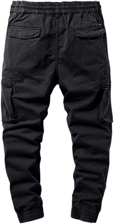 Mens Cargo Joggers–Slim Fit Flex Work Pants with Belt Loops Elastic Waist Zipper Pockets Drawstring Waist - Image 3