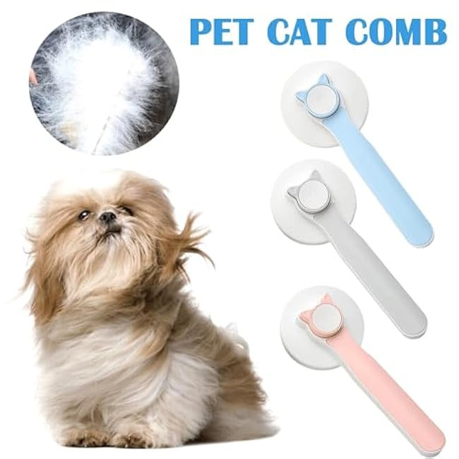Cat Grooming Brush Slicker Brush for Pet Self Cleaning Hair Removal with Stainless Steel Needles Shedding & De-Matting Tool Hair Remover for Pet Dogs Cats (Blue)-12jjLgka