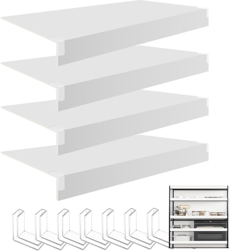 Wire Rack Covers for Shelves - Pantry Closets Wood Wire Shelf Covers 4PCS/for Home and Kitchen Organization,White,16" W x 22" L