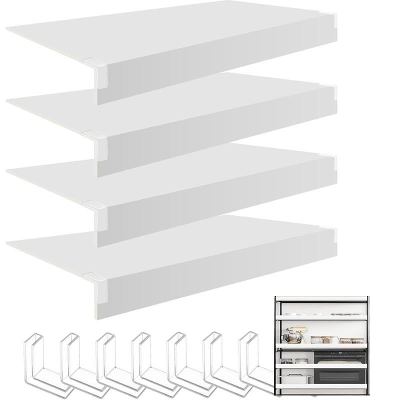 Couvercles blancs en fil métallique pour étagères - Lot de 4 organisateurs de placard et garde-manger, 30,5 cm (l) x 119,5 cm (l), solutions de rangement durables pour l'organisation de la m