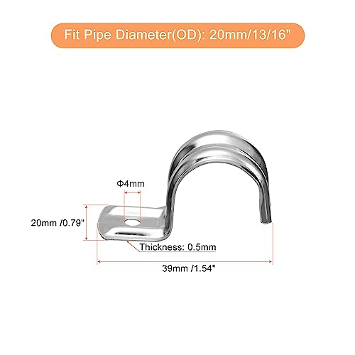 uxcell 25Pcs 13/16 Inch Rigid Pipe Straps, One Hole Straps R Shape Bracket Stainless Steel Pipe Clamp for Pipe Tube Wire Installation - Thumbnail 2