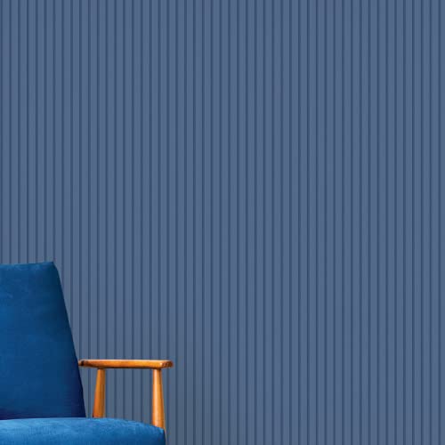 Papel De Parede Lavável Adesivo 3D Ripas Azul Quarto Sala Vinilico 1,5M