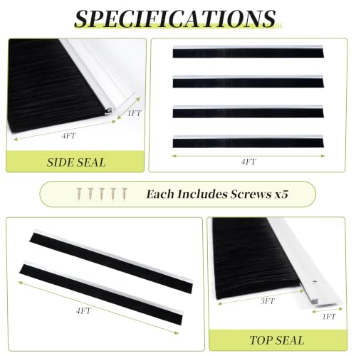 3" Garage Brush Seal Kit for Roll Up Door, 8 x 8ft by YAGEANNL - Used condition - Image 3