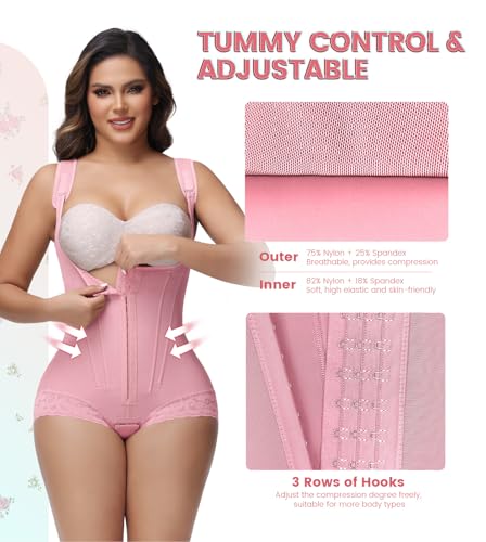 Image of SHAPSHE Fajas Colombianas Moldeadoras Post Surgery Body Shaper with 8 Bones | Postpartum recovery support, stage 2-3 compression garment, womens shapewear tummy control, elastic breathable nylon spandex