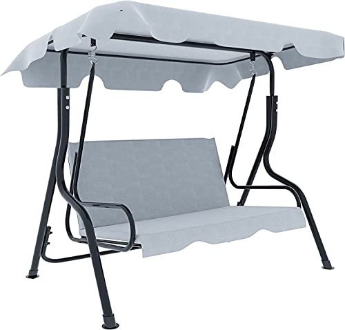 Dondolo 3 Posti Con Cuscini Imbottiti Tettuccio Parasole Regolabile Struttura In Acciaio Verniciato Robusto Da Giardino Esterno Balcone Terrazzo 170 x 110 x 153 Cm (Grigio)
