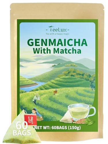 Image of TeeLux Genmaicha Tea Bags, Sencha Green Tea with Brown Rice & Matcha, 60ct