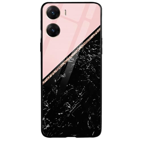 Image of COLORflow Back Cover Compatible with Vivo V29E 5G | Black Marble Pink | Shockproof TPU Bumper Cover with Camera Protection Back Cover