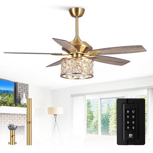 Gold Ceiling Fans with Lights and Remote, 52 Inch Modern