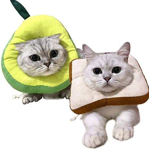 Tangger 2 PCS Halskrause Katzen Soft Schutzkragen Süß,Katze Kragen Schutzhalsband Einstellbar für Kleine Haustiere Anti Biss,Halsdurchmesser 19 cm und 22 cm Cover