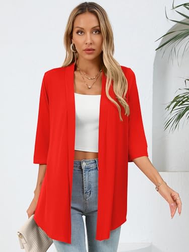 Image of Women's Lightweight Open Front Cardigans Casual Soft Drape Spring Summer Fall Cardigan S-3XL