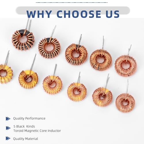 image for Glarks 30pcs 6 Sizes Toroid Core Inductor Kit, 10UH-2.8A 22UH-2.8A 33U