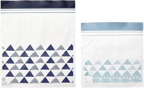 HABBAA Resealable Storage Bags 2 Sizes (1L & 0.4L) BPA-Free Reusable Eco-Friendly Zip Closure Freezer Safe Patterned Blue Design for Food Travel & Everyday Use