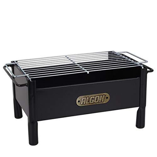 Bricoloco Mini Barbacoa portátil sobremesa carbón Parrilla Grill Hierro Artesanal 33X23X20CM. para balcón, terraza, Camping, Barco...
