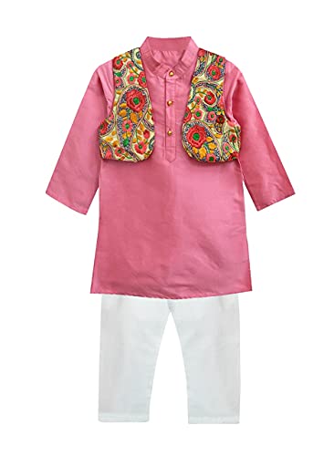 Image of A.T.U.N. All Things Uber Nice) Polyester All Things Uber Nice Boy's Regular Kurta Pyjama Jacket Set