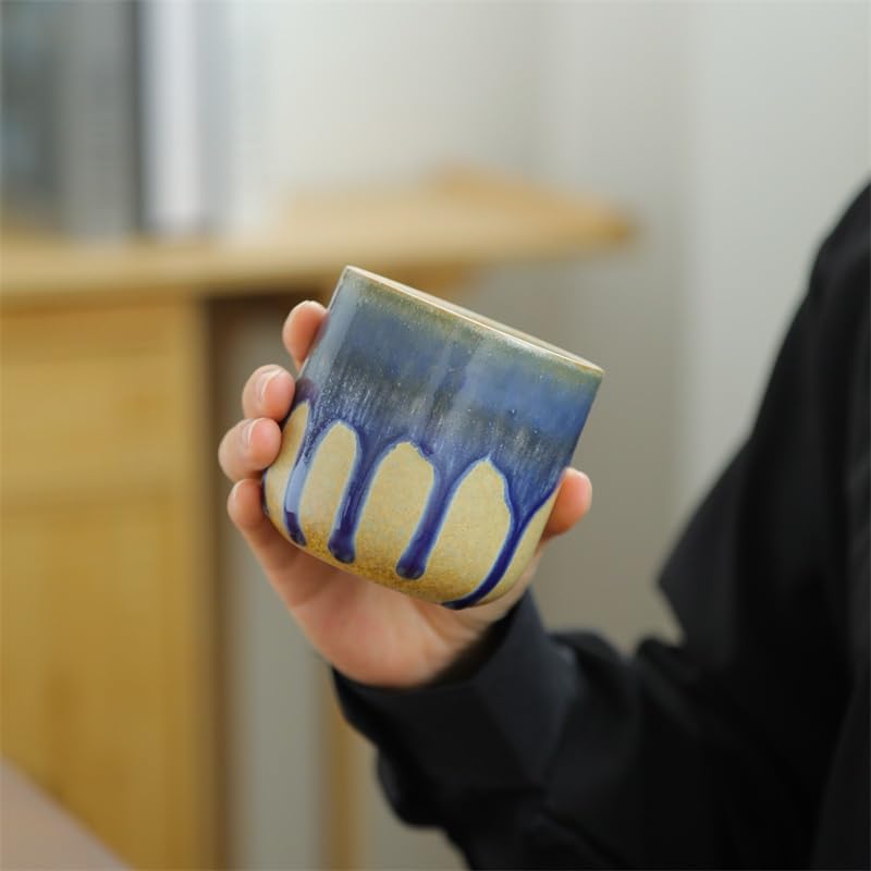 Ceramiczny kubek do matchy w stylu retro, kamionkowy kubek o małej pojemności, do herbaty i kawy, stylowy zestaw kubków z zaparzaczem - idealny dla miłośników herbaty i dekoracji domu - unikalny