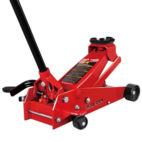 Image of Big RED TAM83012 Torin Pro Series Hydraulic Floor Jack with Single Quick Lift Piston Pump and Foot Pedal, 3.5 Ton (7,000 lb) Capacity, Red