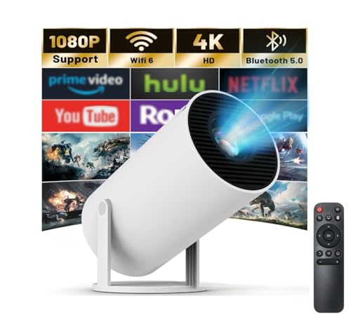 Mini proiettore, proiettore Bluetooth WiFi portatile 4K con correzione...